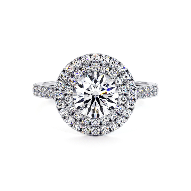 Bagues de fiançailles diamants BAGUE ODEON DOUBLE HALO ROND