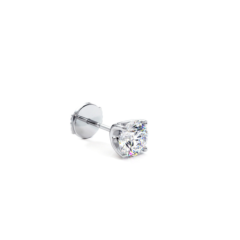 Boucles D'oreilles Diamants Créés En Labo - Or 18k Jaune, 2 Diamants Ronds 2.00ct Total, Certificat IGI