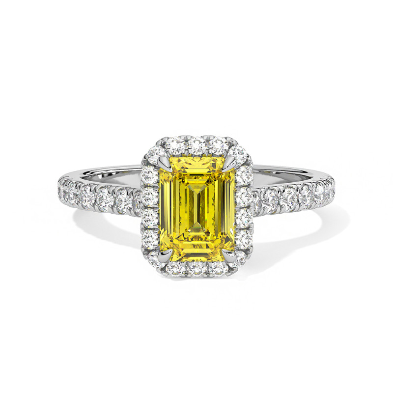 Bague Odéon Diamants Jaune Taille Emeraude