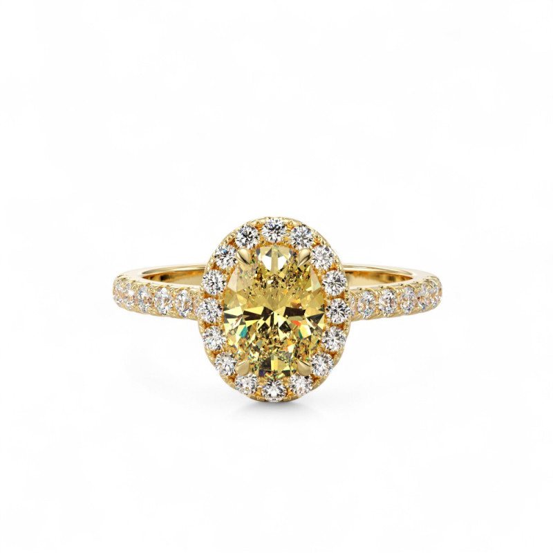 Bague Odéon Diamants Jaune Ovale